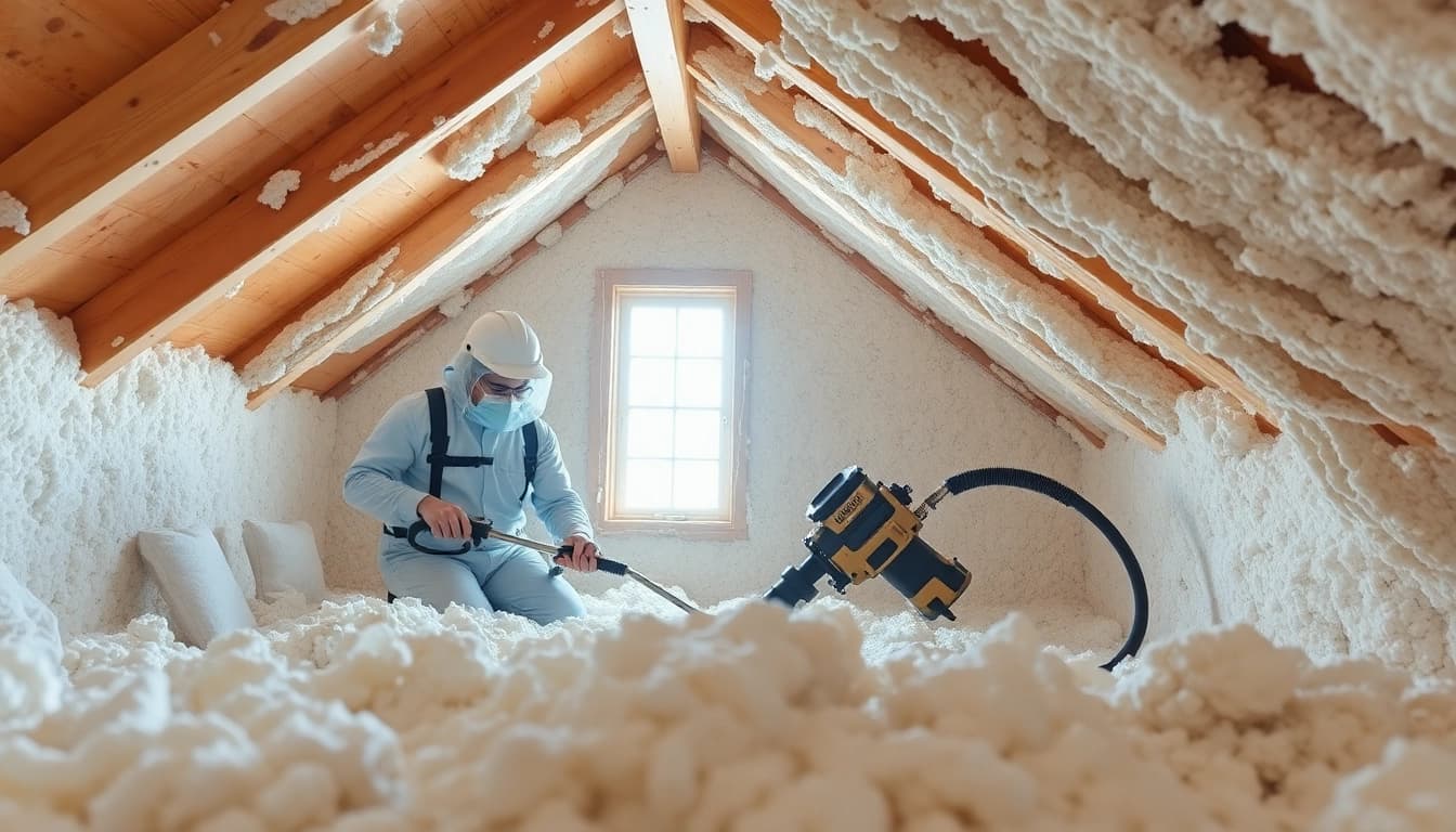 Spray foam removal service team diligently removing insulation, showcasing expertise and care.