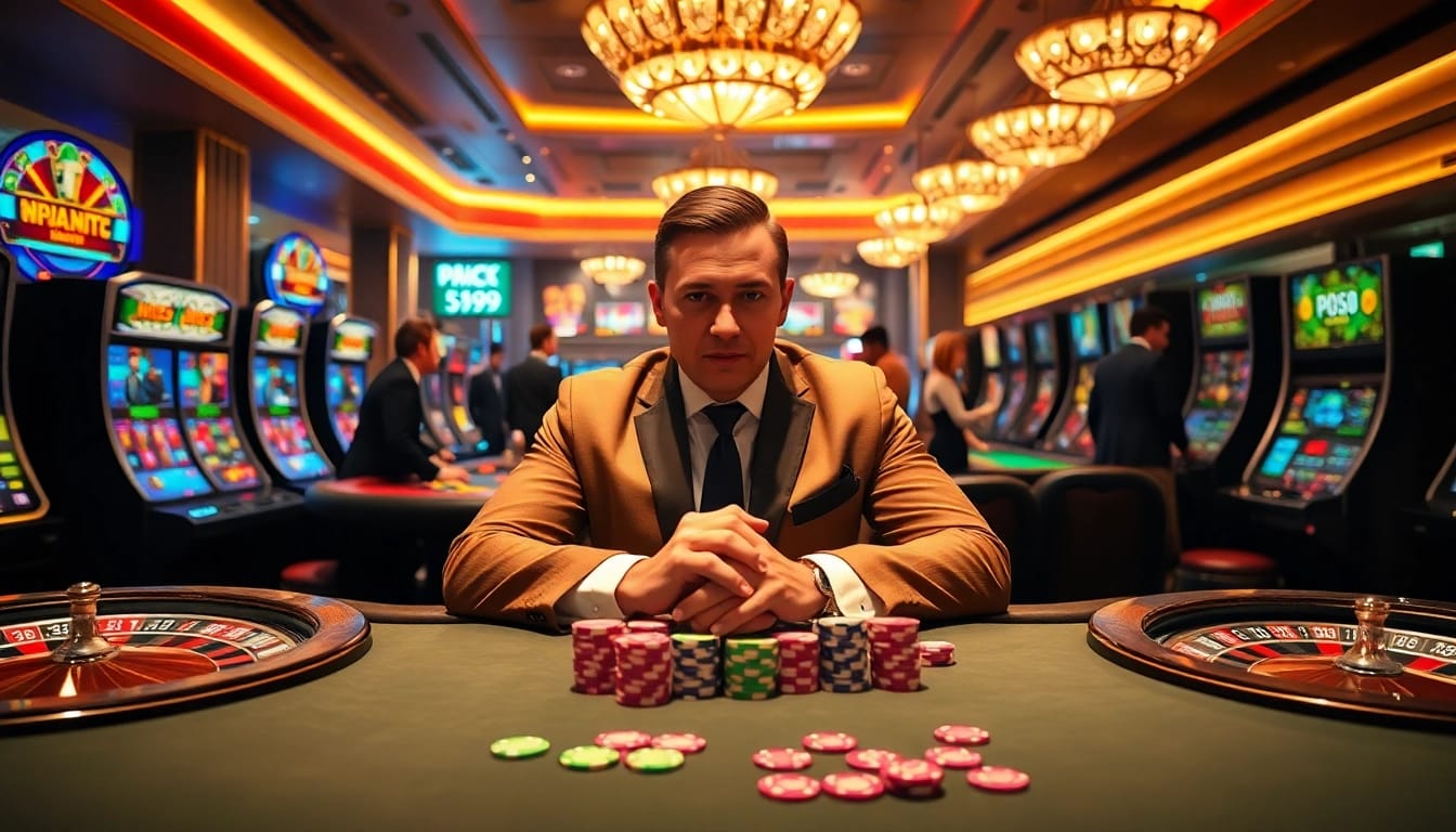 Experience thrilling gameplay at PS99's casino with vibrant poker tables and slot machines.
