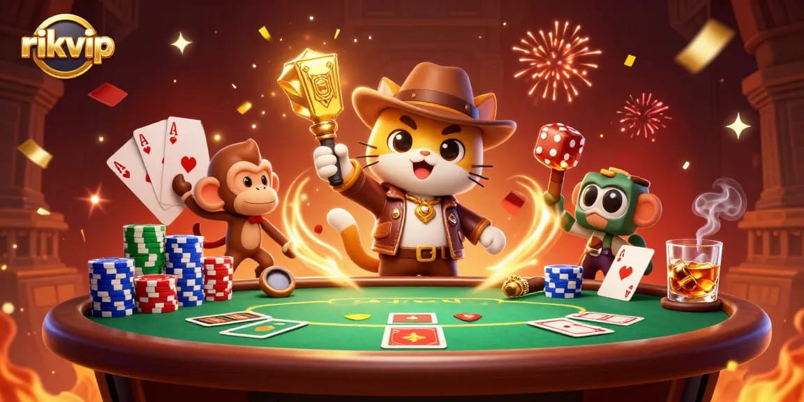 Experience the thrill of rikvip with a captivating 3D casino scene bursting with action.