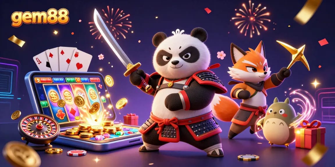 Engage in thrilling gameplay at gem88 with dynamic 3D characters and vibrant casino elements.