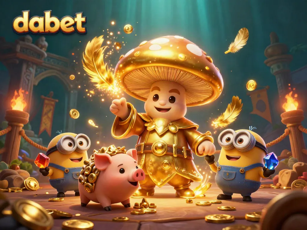 Engage in thrilling dabet casino gameplay with whimsical characters and vibrant treasure-filled atmosphere.