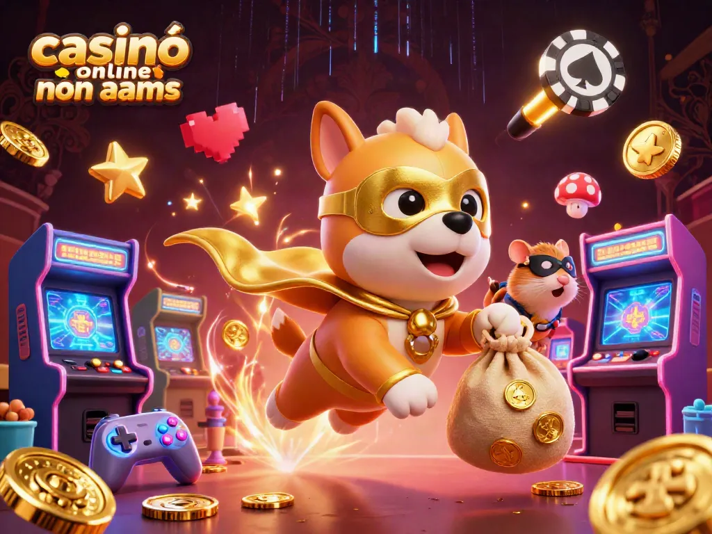 Vinci grandi premi nei casinò online non AAMS con slot emozionanti e personaggi divertenti che volano tra monete d'oro.