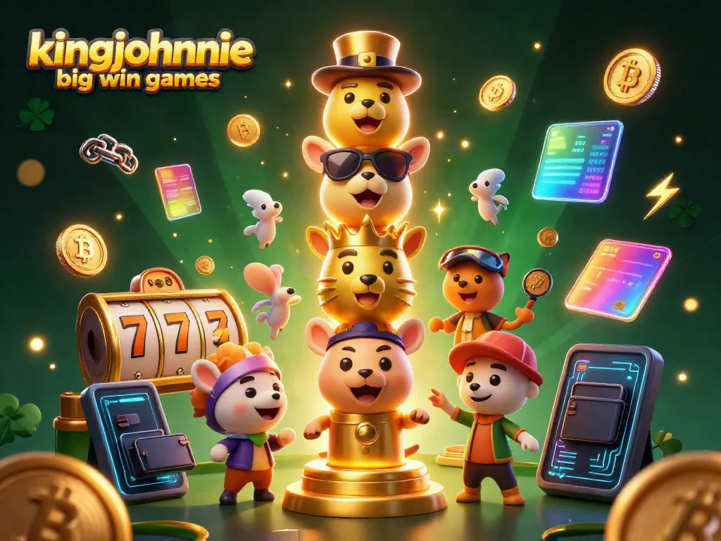 Experience the excitement of kingjohnnie big win games with vibrant 3D cartoon casino illustration.