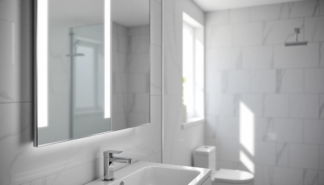 Illuminate your space with stylish mirror and led lights integrated into a modern bathroom.