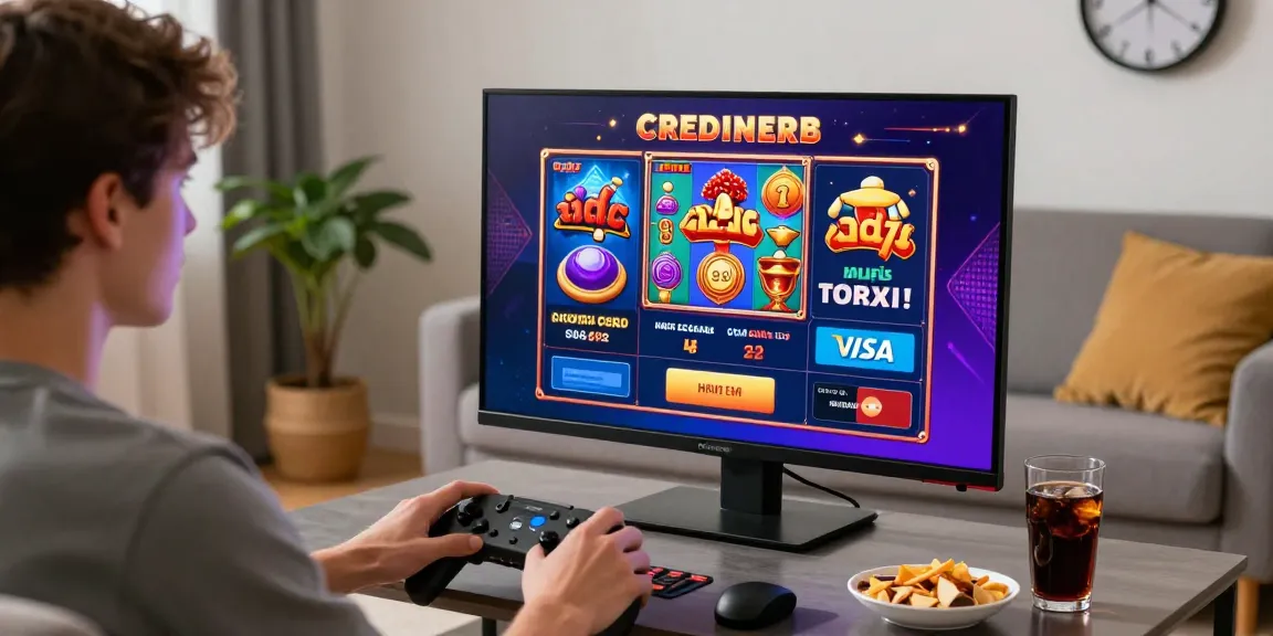 Exciting scene of a player engaging with credit card casinos UK options at home, showcasing vibrant online games and promotions.