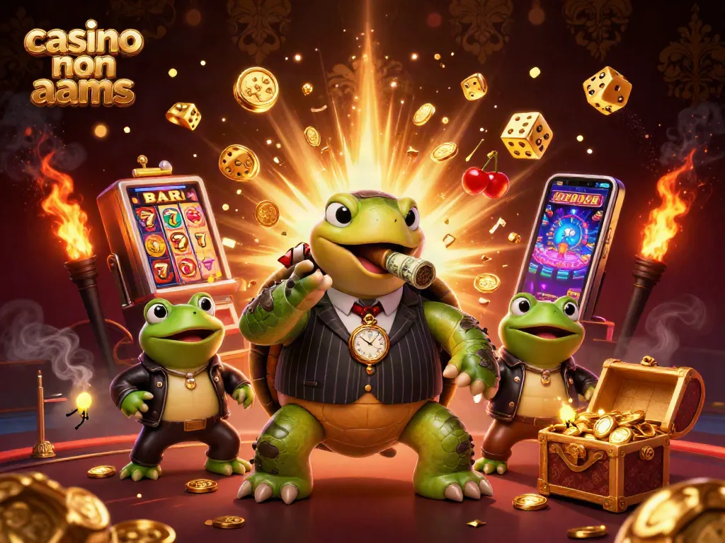 Il casino non AAMS esplode di azione con tartaruga massiccia in abito vintage e luci notturne di fuochi fatui.