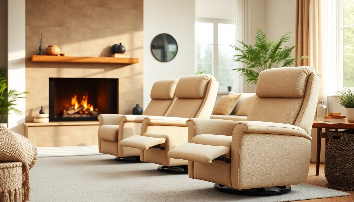 Comfortable lift chairs in a cozy living room setting with natural light and warm tones.
