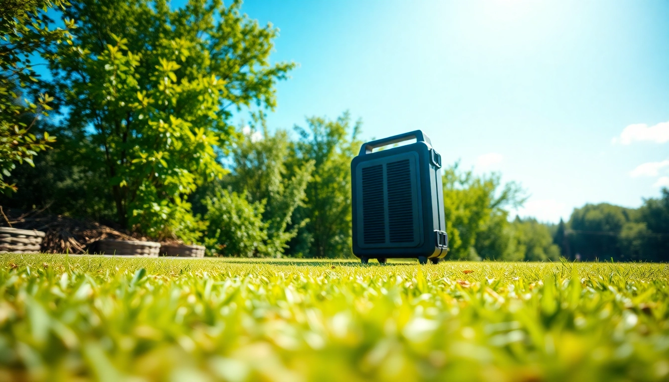 EcoFlow portable power station showcased in a natural setting with vibrant greenery.