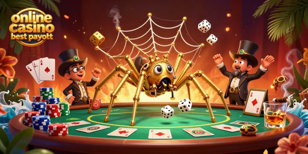 Catch the excitement at the online casino best payout scene filled with poker chips and gold.
