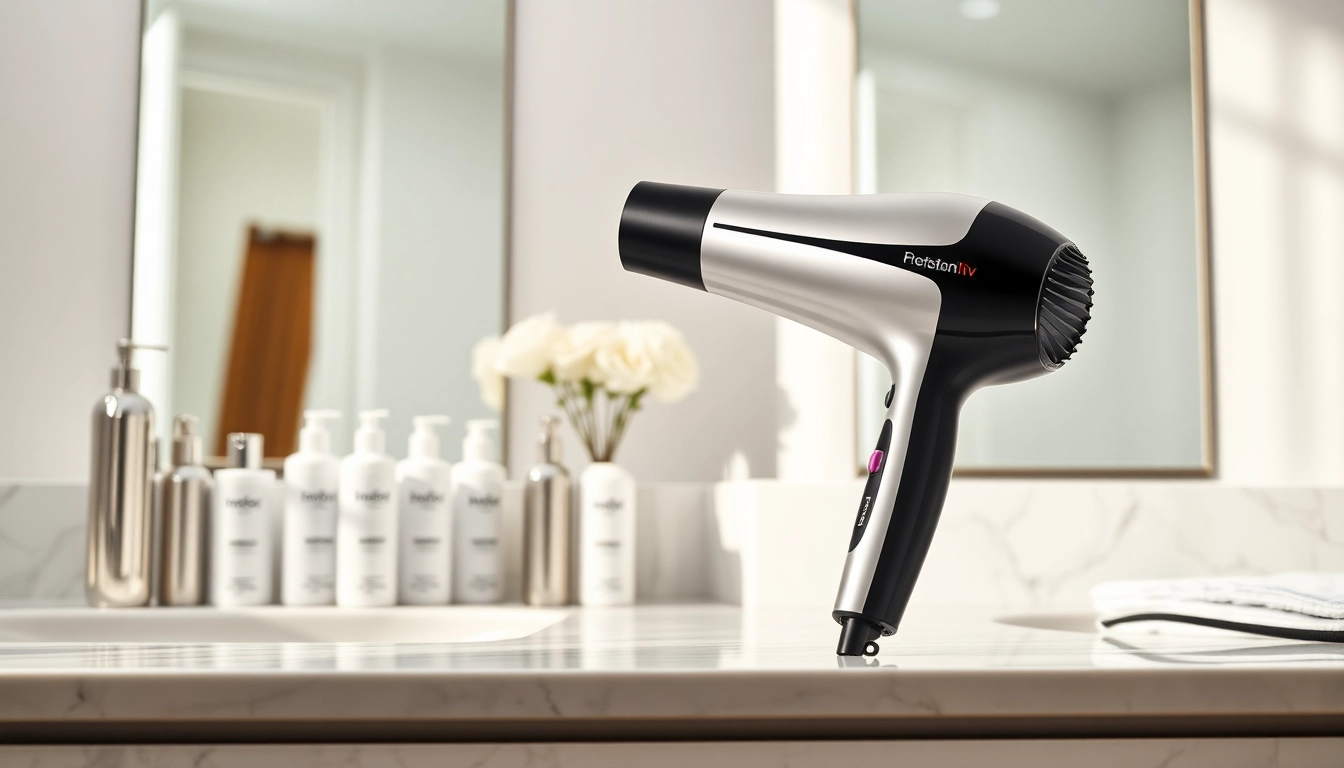 Enhance your hair styling with this premium Ionic blow dryer featuring a sleek design.