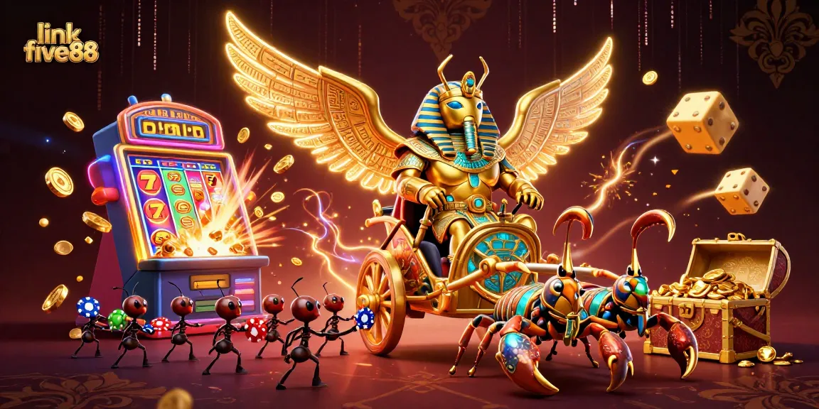 Experience the excitement of link five88 with a vibrant casino scene featuring classic games and dynamic visuals.