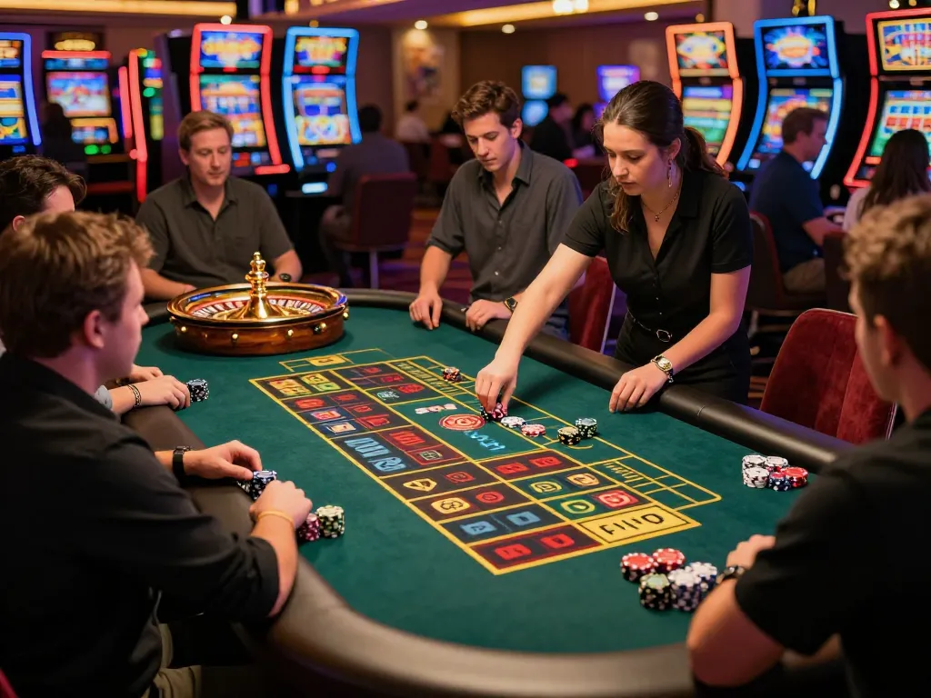 Engaged players placing bets on TT88 roulette table with vibrant atmosphere, showcasing strategy in action.