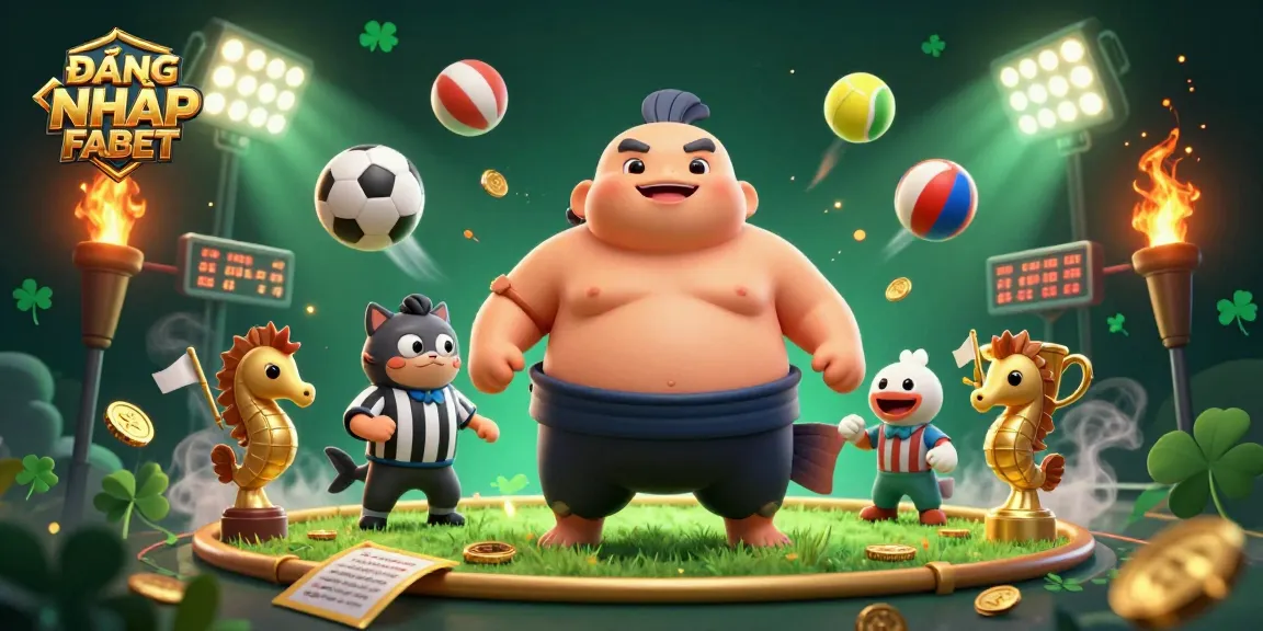 Engage with the exciting undersea world of ĐĂNG NHẬP FABET featuring a fugu in a sumo ring with vibrant betting elements.