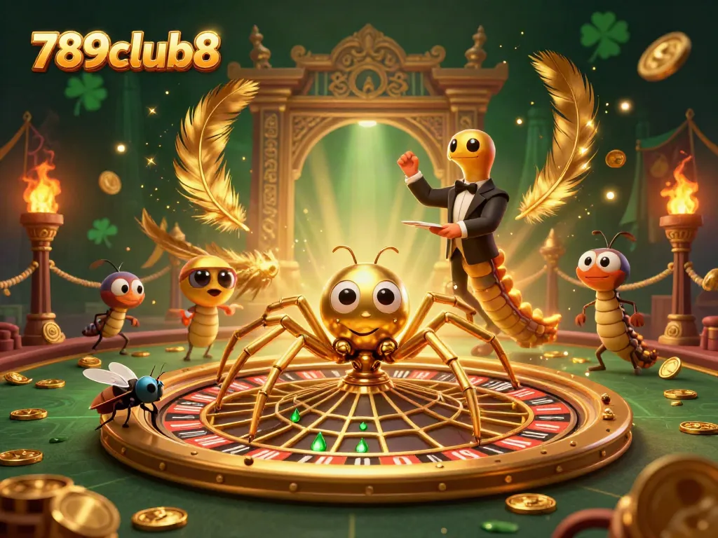 Bet big with 789club8 at this vibrant 3D casino scene featuring a roulette wheel.