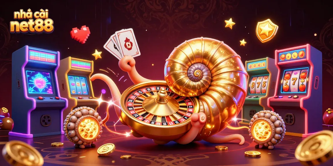 Engage with nhà cái net88 as the giant nautilus spins a roulette wheel while holding cards.
