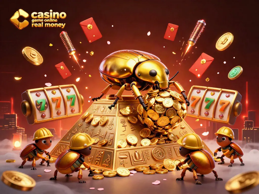 Engage with the vibrant energy of a casino game online real money featuring golden beetles and dynamic elements.