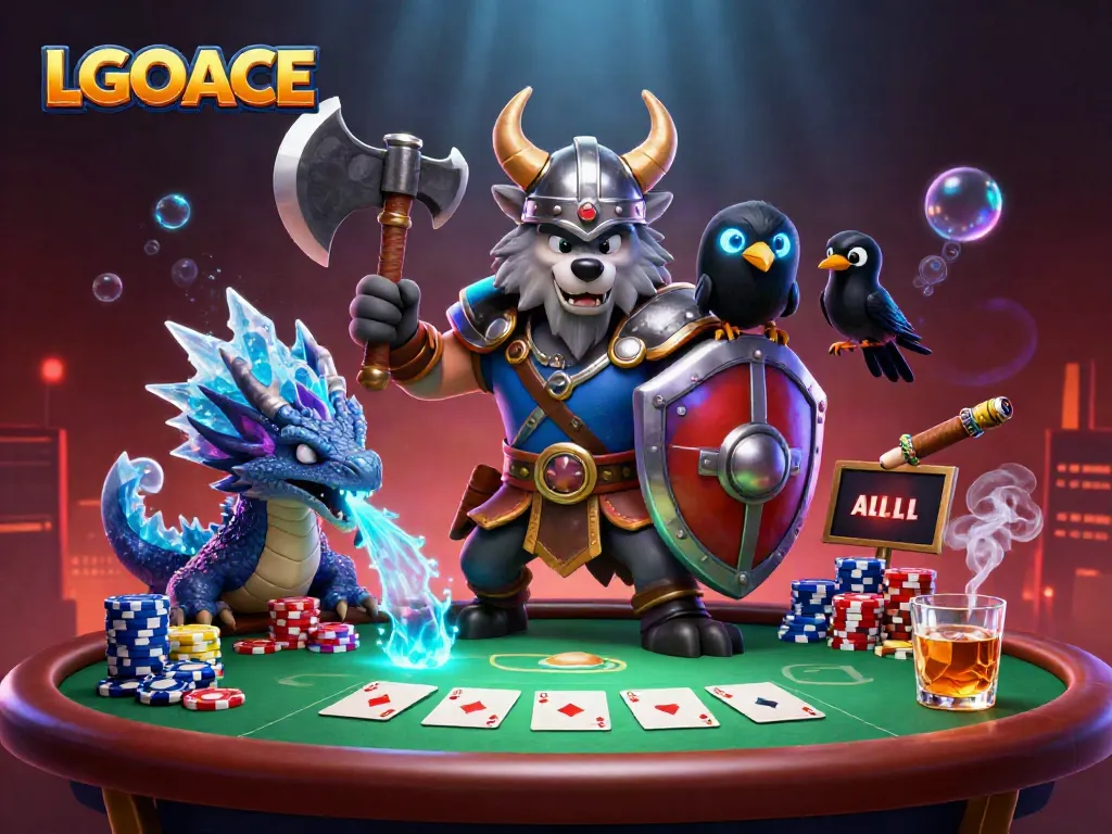 Experience thrilling gameplay with LGOACE at a vibrant poker scene featuring dynamic characters.