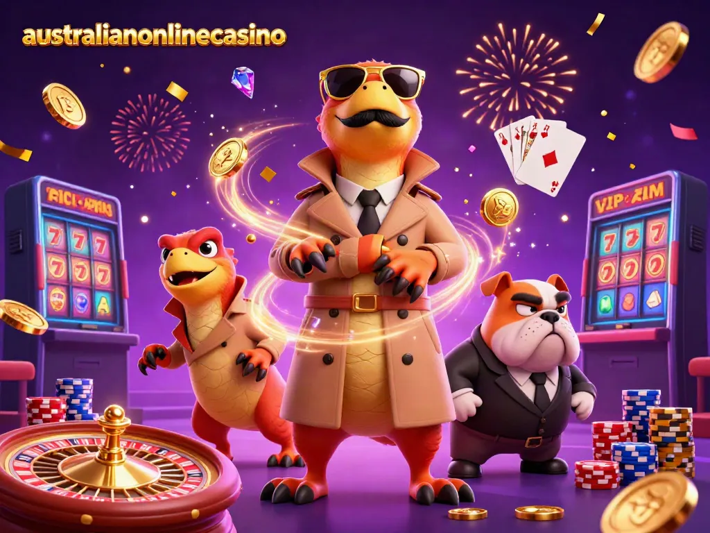 Experience the excitement at australianonlinecasino with raptors in disguise entering a VIP casino lounge