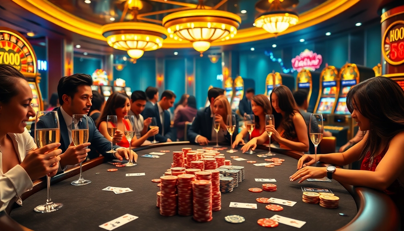 High-stakes gaming scene illustrating the excitement of SV368 VN with vibrant casino visuals.