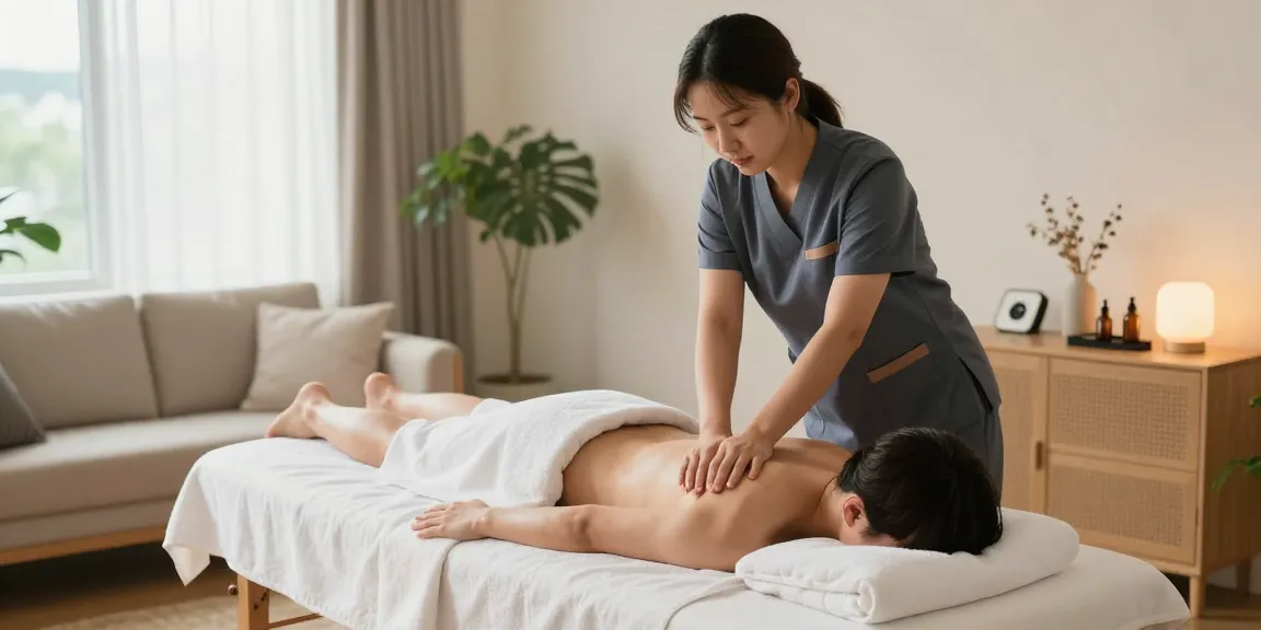 Relaxing 강남출장안마 session in a serene home environment with a professional therapist.