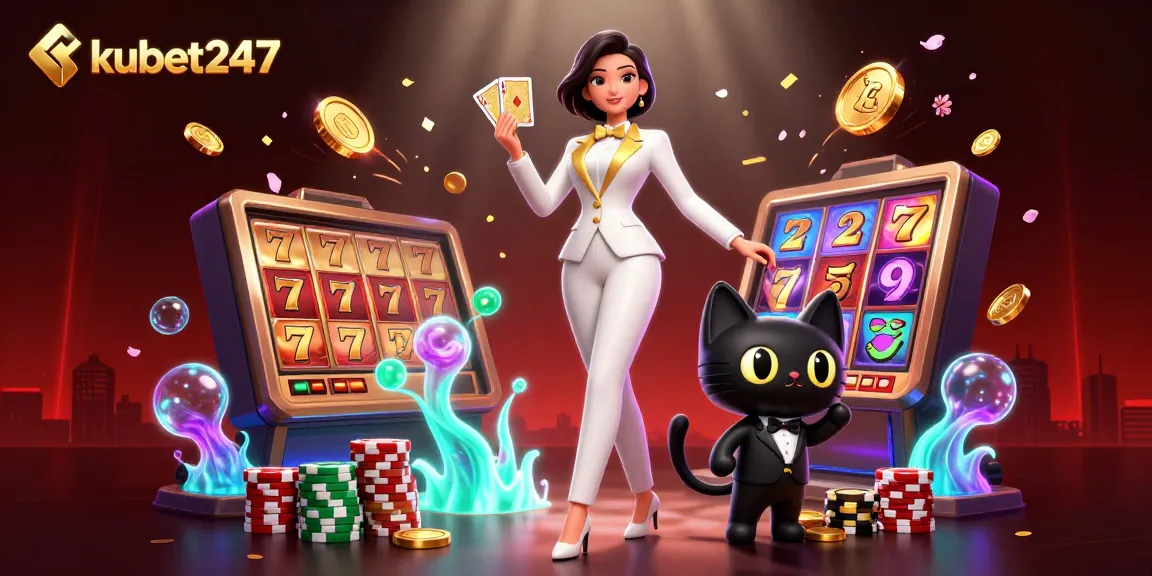 Engage with kubet247 for thrilling slot action featuring glamorous characters in a dynamic casino scene.