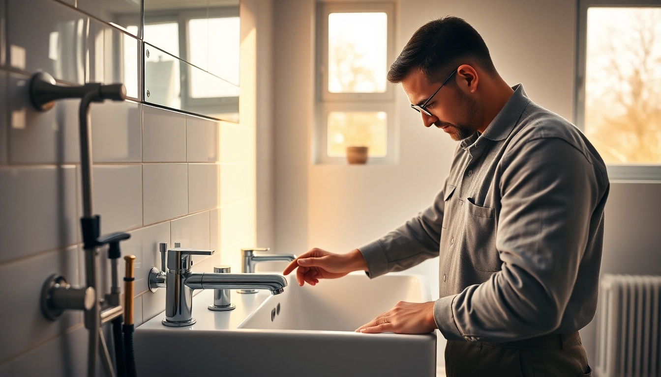 Installieren von sonni sanitär in einem modernen Badezimmer mit eleganten Armaturen.