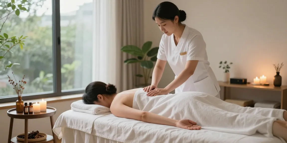 Relaxing 강동구출장마사지 session in a tranquil massage studio.
