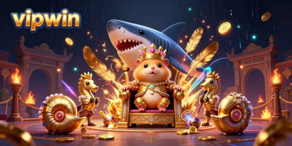 Experience thrilling gameplay with vipwin's vibrant characters in a dynamic casino scene.