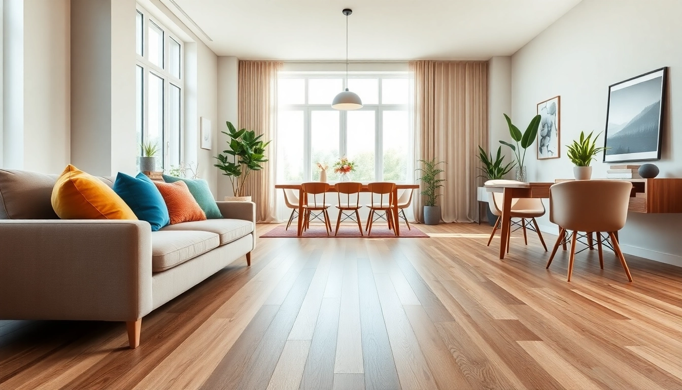 Transform your space with waterproof vinyl flooring that showcases elegance and durability in a modern living room.