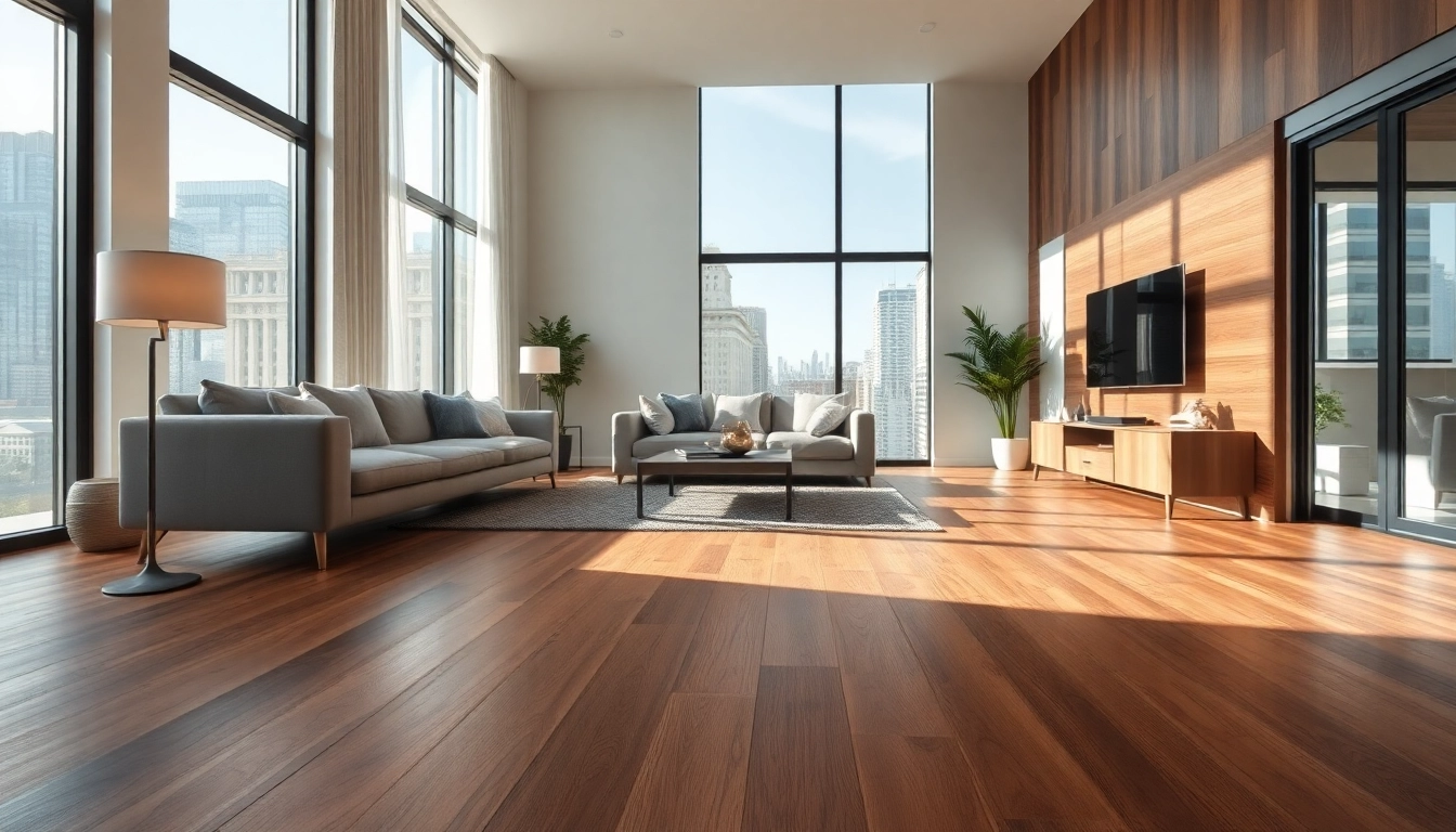 Enhance your space with luxury vinyl flooring near me, showcased in a stylish Chicago living room.