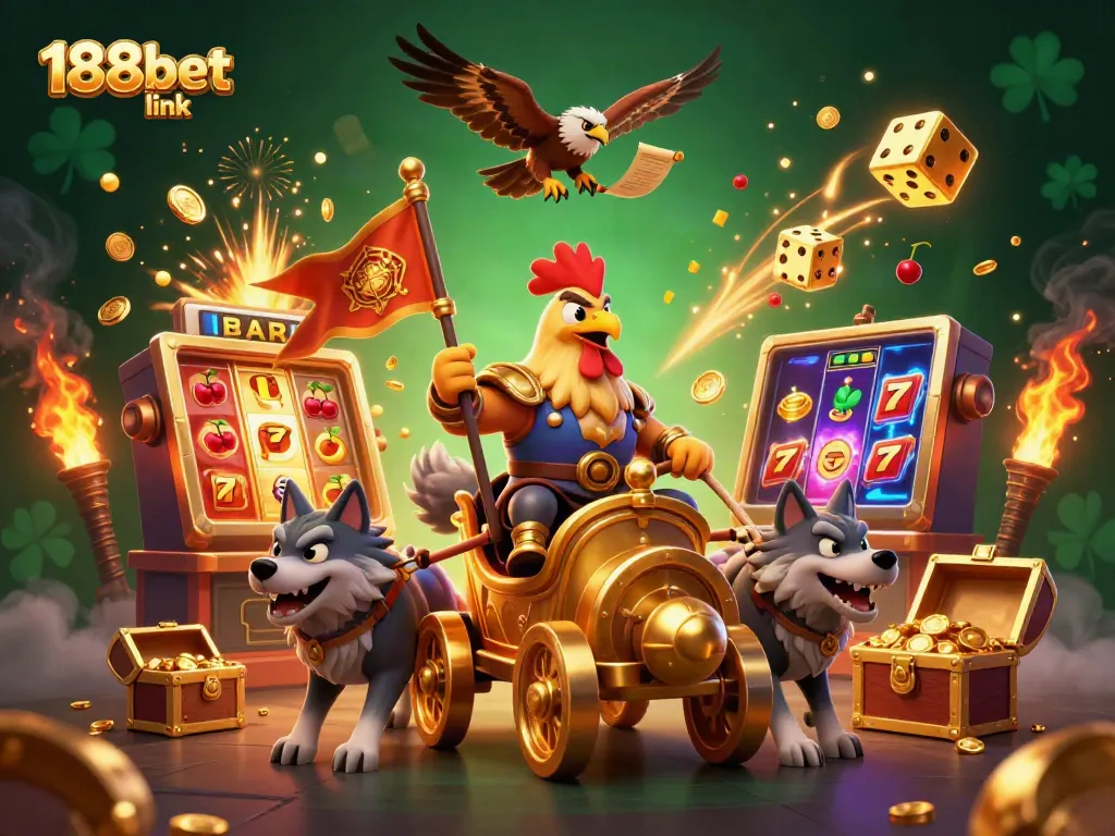 Experience the thrill of winning with 188bet link - a vibrant 3D scene filled with casino excitement.