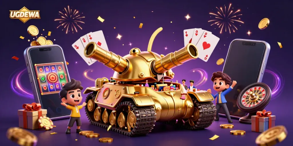 Engage in winning strategies at UGDEWA's vibrant casino with spectacular gaming elements.