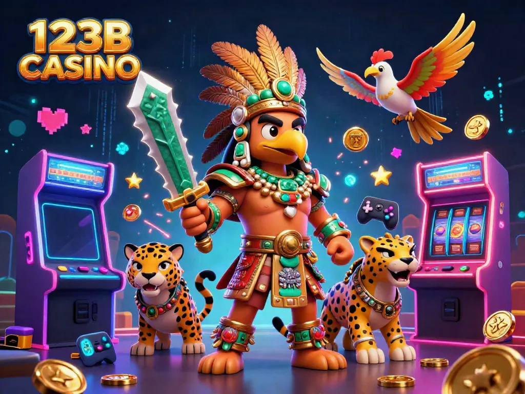 Engage with 123B CASINO through vibrant characters and game elements in a dynamic casino scene.