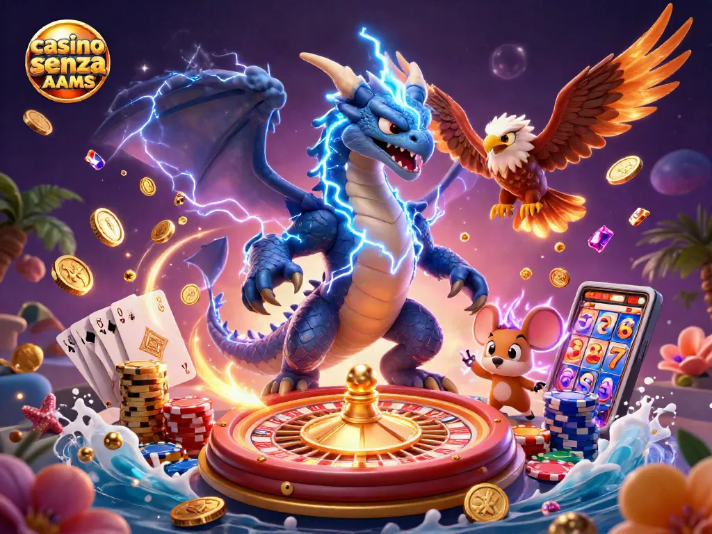 Gioca ai migliori giochi nei casino senza AAMS con il drago e simboli scintillanti.