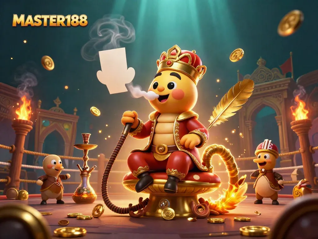 Visualize MASTER188 with a hookah-master caterpillar symbolizing an engaging online casino experience.