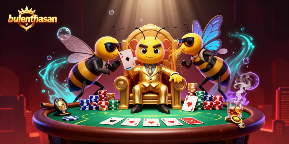 Experience bulenthasan's thrilling virtual poker scene with animated bumblebee characters, immersive gameplay elements, and vibrant colors.