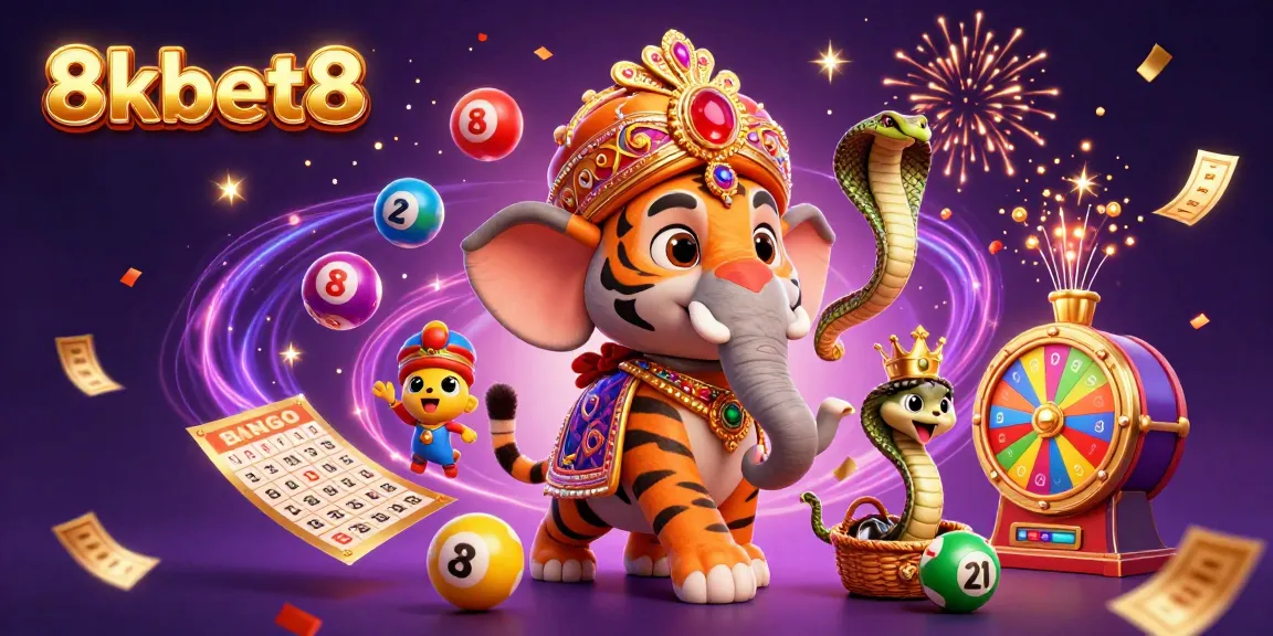 Experience vibrant celebrations with 8kbet8's colorful lottery elements and dynamic magical energy.