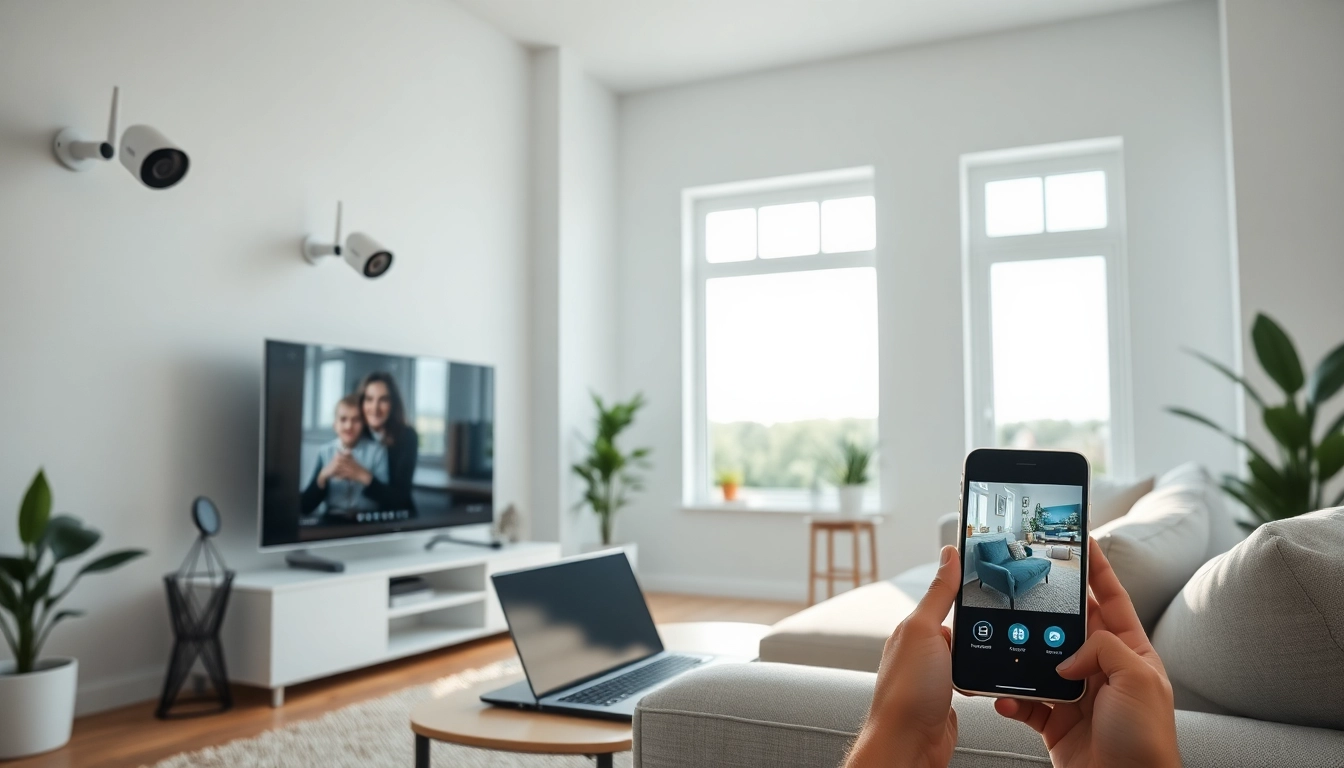 Instalación de Cámaras Ezviz en un hogar moderno, mostrando un diseño elegante y monitoreo en vivo.